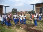 Elèves du Lycée Sainte Famille plantant les arbres 